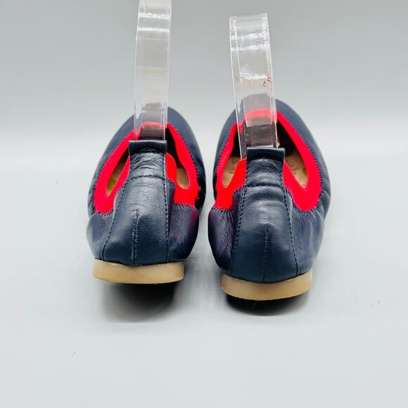 Boden Shoes Womens 38 US 7 Blue Red Leather Ballet Flats Elastic Slip On Casual - Picture 7 of 11